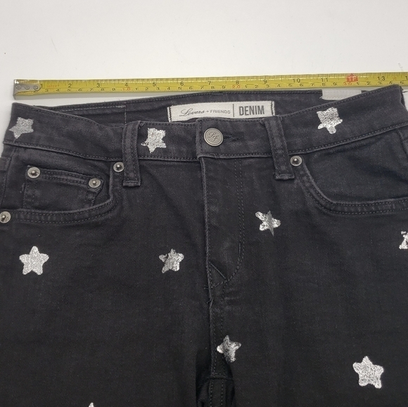 LOVERS + Friends women US 27 black jeans silver star Ricky Revolve skinny zipper - Picture 10 of 13